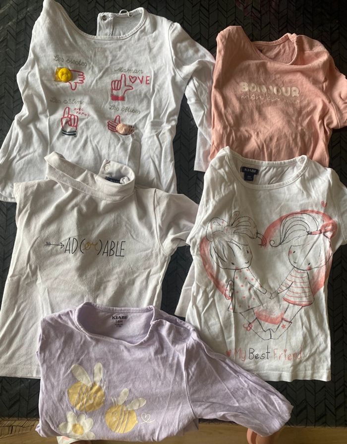 Lot de 6 t-shirts / hauts manches longues – Fille – Taille 18 mois – Kiabi