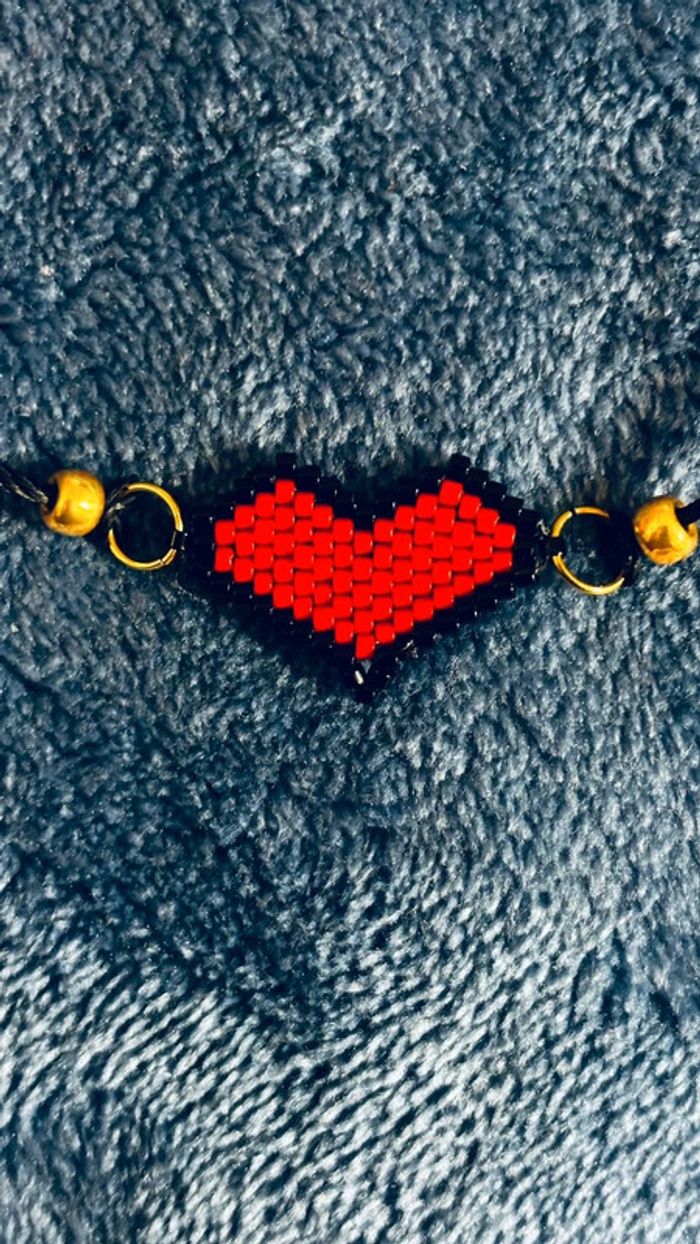 Bracelet cœur tissé taille réglable - photo numéro 2