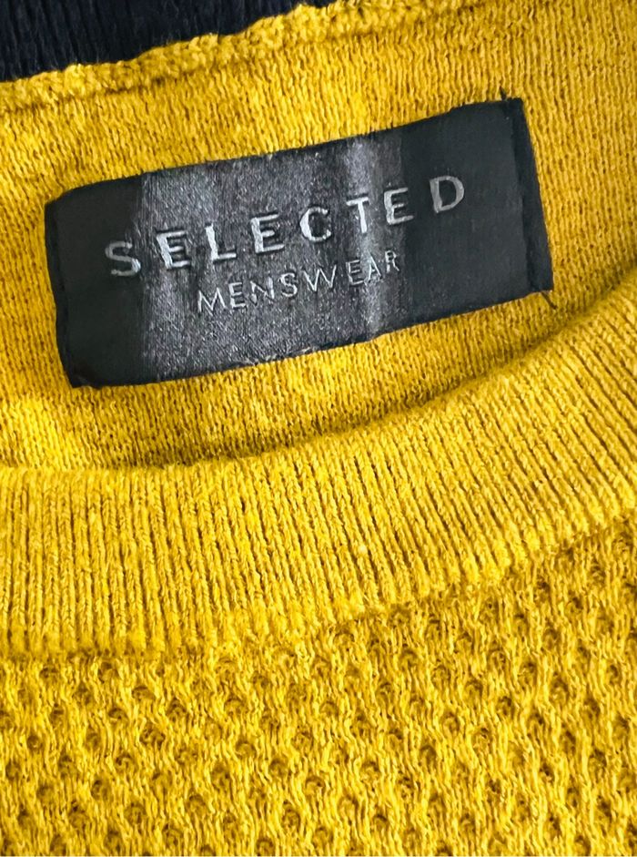 Pull homme col rond jaune marine Taille M Selected - photo numéro 3