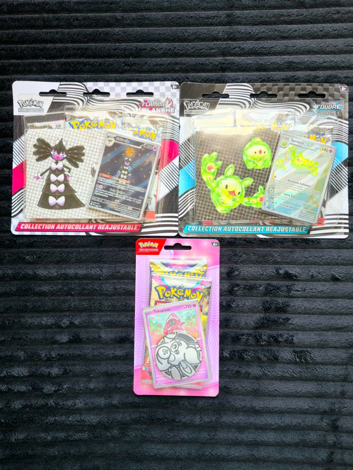 Pokémon Tripack Flamme Blanche, Foudre Noire & Duopack Tokopiyon EB11 – Neuf & État Parfait