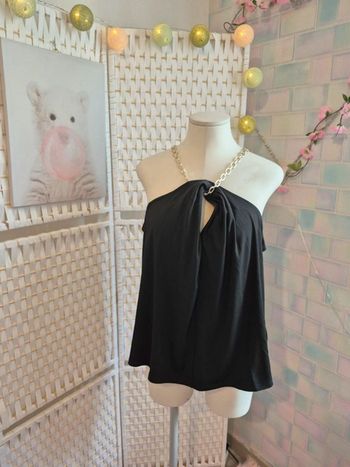 💕Jolie Top noir élégant et chic à chaînette –femme TXl / 42 mosquitos 💕