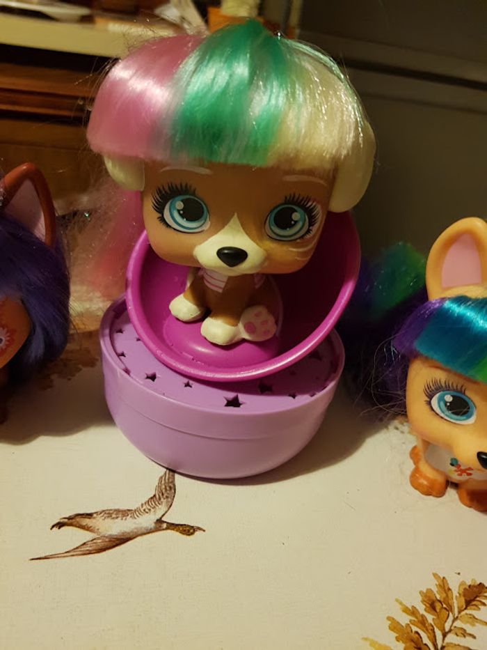 Lot 3 poupée à coiffer chien VIP Pets figurine Color Boost Alexia Maya + peluche Zigamazoos - photo numéro 3