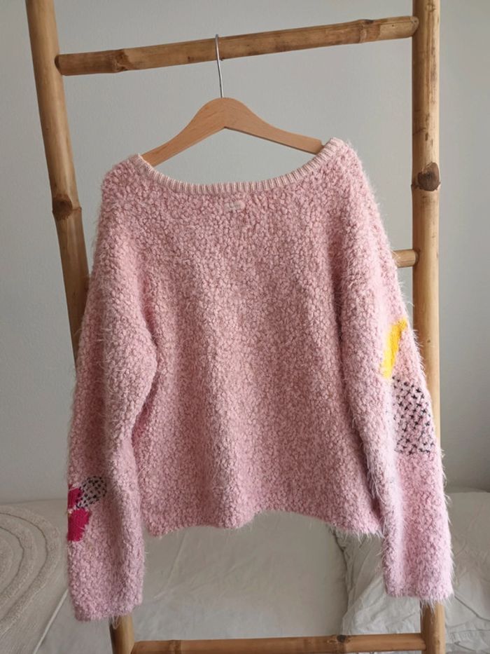 Pull rose avec broderies colorées Catimini 10 ans - photo numéro 4