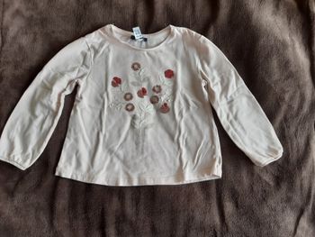 T shirt manches longues okaidi 3 ans rose pale