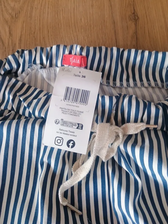 Pantalon rayé bleu/blanc Talia – T36 – Neuf - photo numéro 4