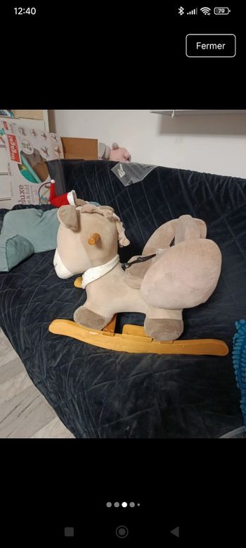 Âne a bascule rose marron Nattou