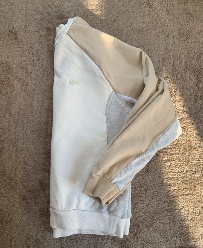 Pull Lacoste blanc et beige - photo numéro 3