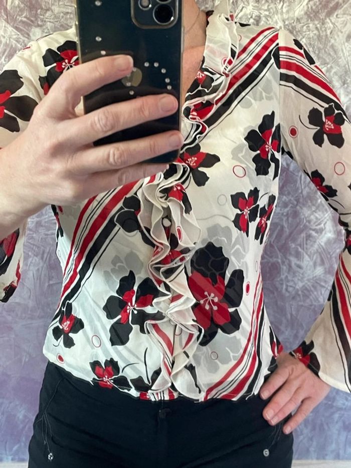 Superbe blouse à volants en soie - photo numéro 3