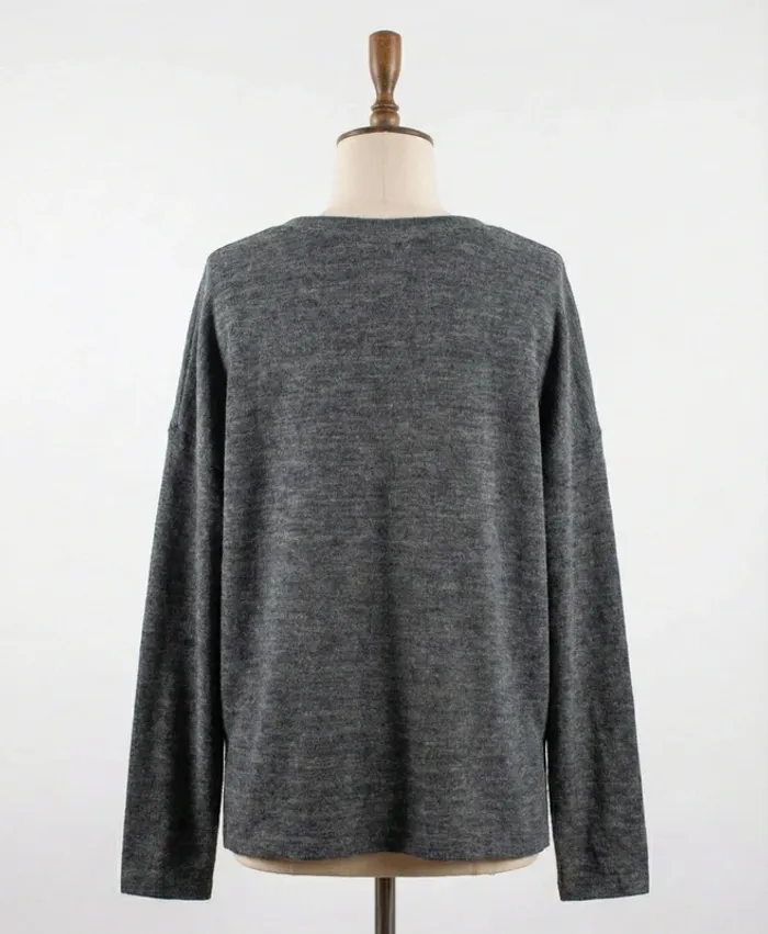 Pull fin / Top fluide gris chiné – H&M – Taille L (40) - photo numéro 2
