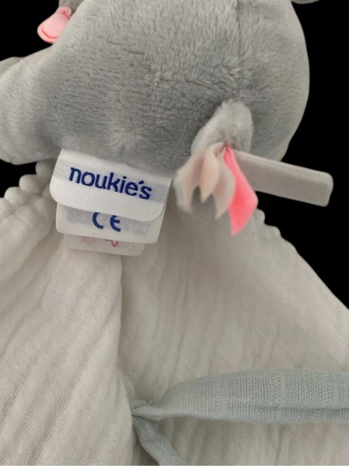 ❤️ Doudou Plat Couverture Lange Blanc Gris Éléphant Anna & Milo Noukies Noukie's - photo numéro 3