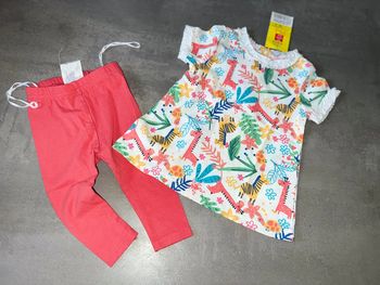 Ensemble 6 mois neuf étiqueté été robe legging fille jungle