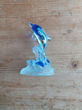 Sculpture en cristal - Cristal d'Arques - Dauphin sur une vague