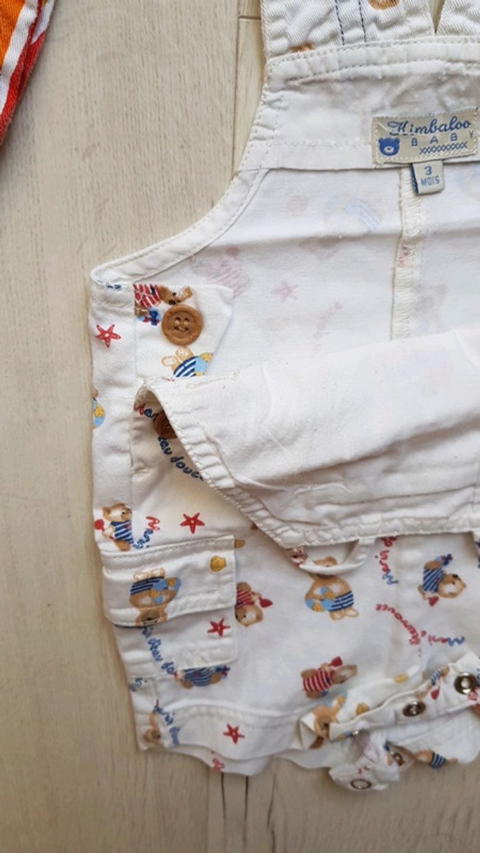 Lot de 2 salopettes estivales style vintage garçon 3mois - photo numéro 5
