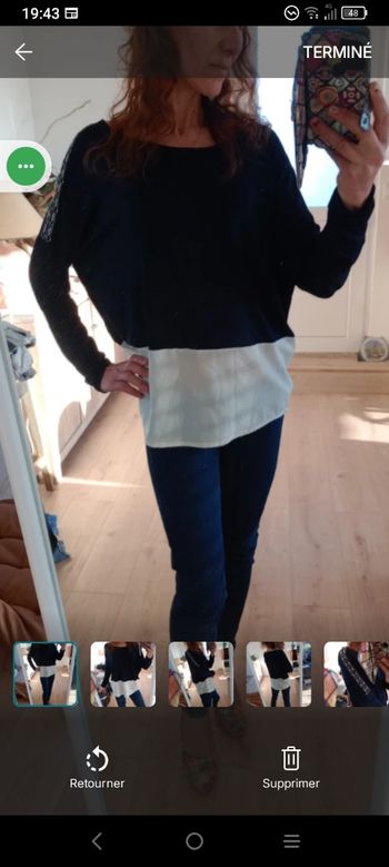 Top bicolore 44 manches chauve-souris c87