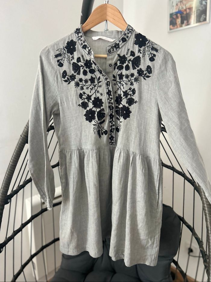 Robe grise Zara manches longues