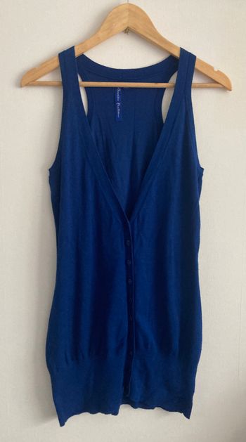 gilet sans manches long en mailles fines