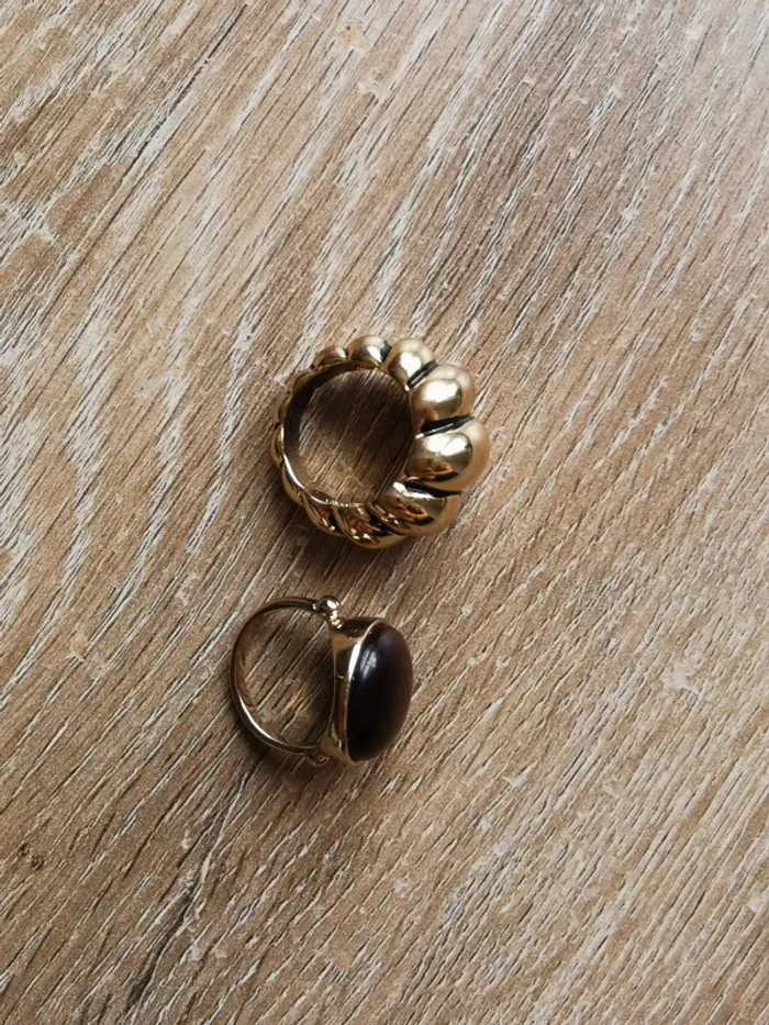 Lot de 2 bagues marrons et or - photo numéro 4