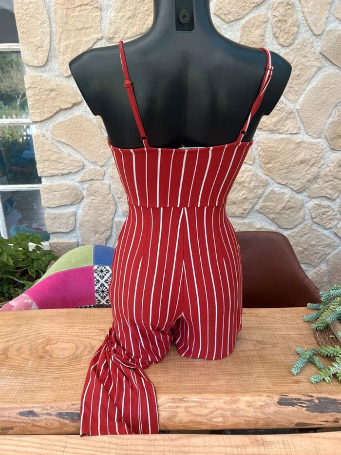 Combinaison d’été bershka à rayures rouille à bretelles taille XS 34 - photo numéro 4