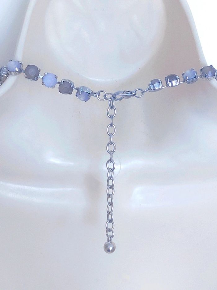 Collier serti lila parme argenté rétro - photo numéro 5