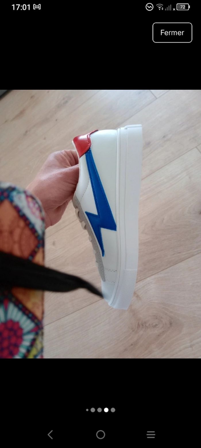 Baskets blanches style éclair 33 mixte c 80 - photo numéro 8