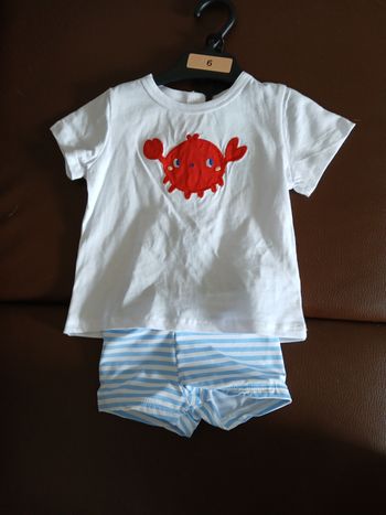 ensemble tee shirt en coton short de bain garcon tex baby 67 cm 6 mois 