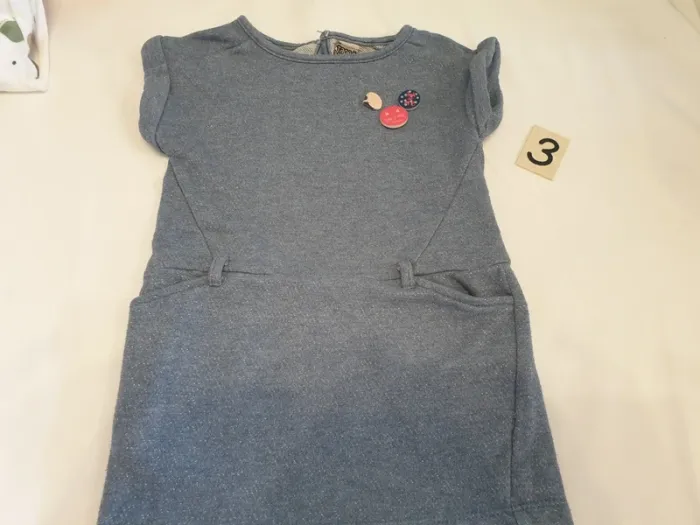 Robe bleue grise  TAO 3 ans