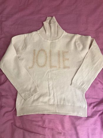 Pull a col roulé rose fille
