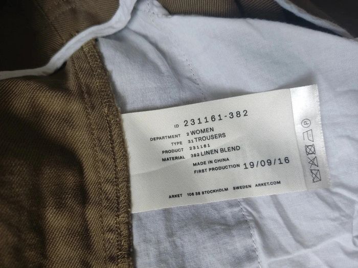 Pantalon large taille haute et ceinture à nouer kaki lin taille 38 Arket - photo numéro 8