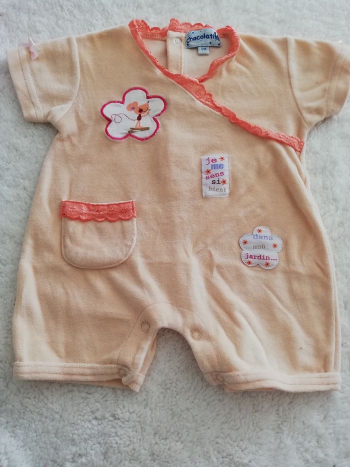 Ensemble orange fille 3 mois chocolatine