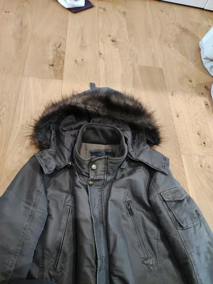 Manteau gris foncé avec capuche amovible - L - photo numéro 4