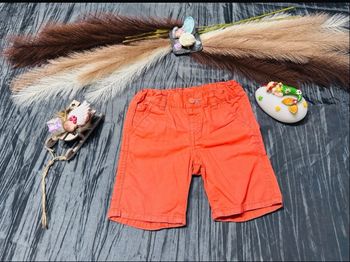Short en toile orange corail – Idéal Été – 24 mois