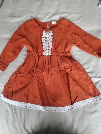 🌴 Robe couleurs rouille orange dentelle taille 2 ans