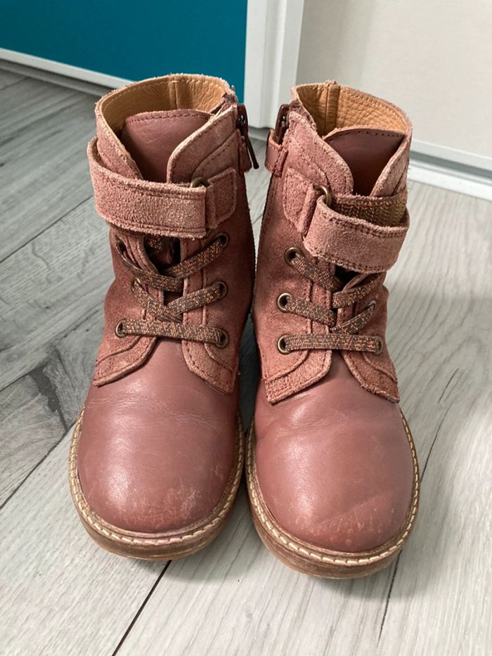 Bottines en cuir vieux rose - photo numéro 4