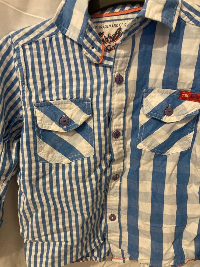 Chemise garçon Teddy Brown Factory – 4 ans – Carreaux bleu/blanc