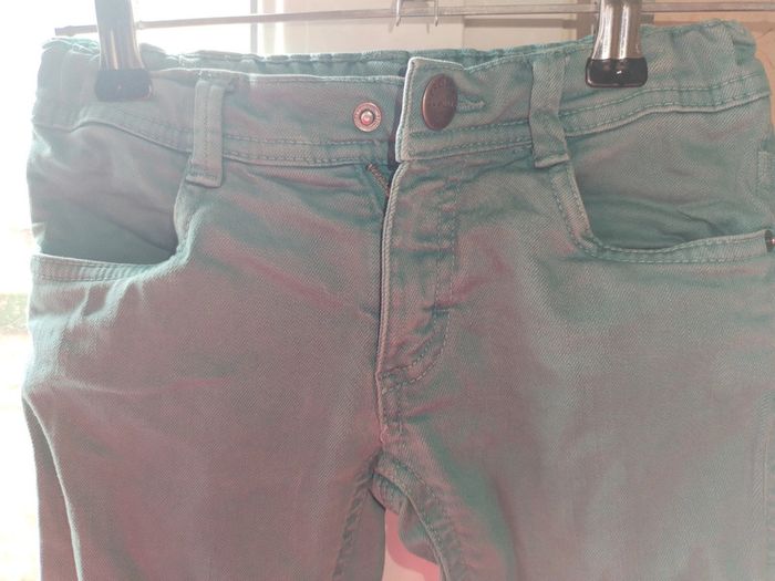 Pantalon jean vert menthe - coupe slim 5 Ans - photo numéro 2