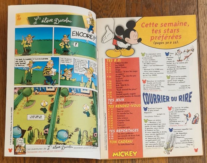 Ancien journal de mickey N°2505 avec cadeau carte bison futé 2000 vintage - photo numéro 3