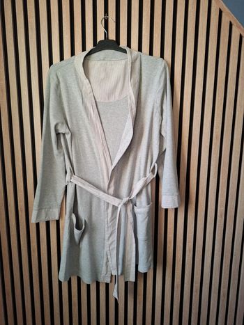 Robe de chambre peignoir coton gris  Ici et maintenant T 38