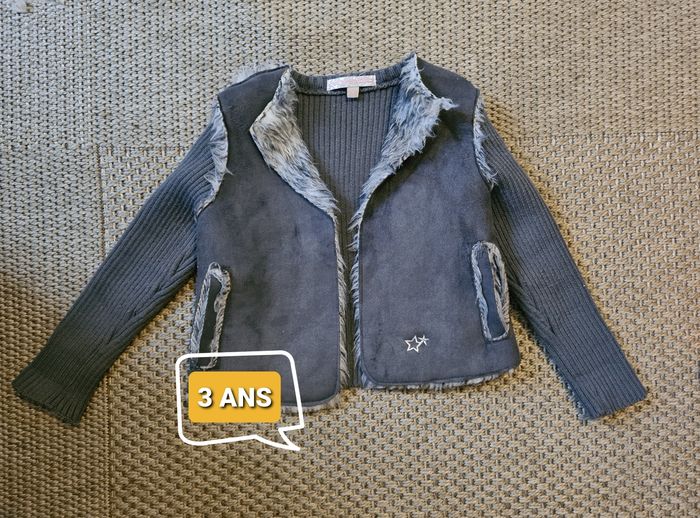 Veste bi-matière grise - 3 ans