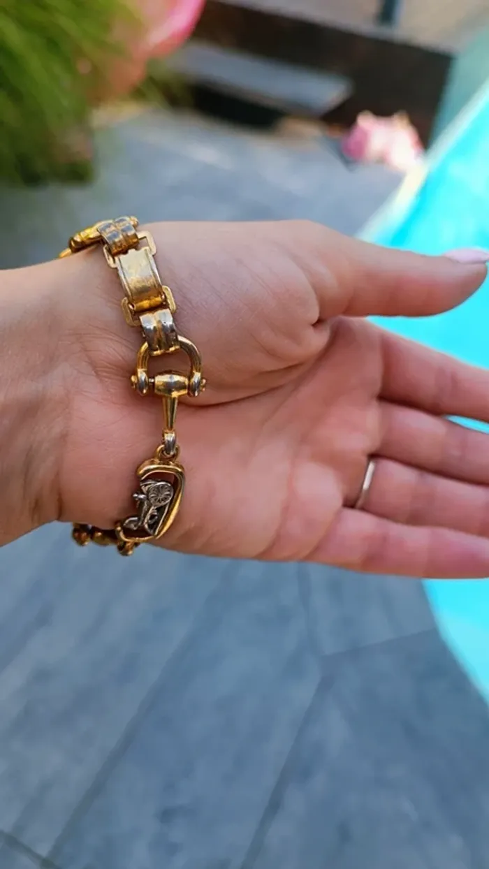 Bracelet Vintage Céline en acier doré - photo numéro 12