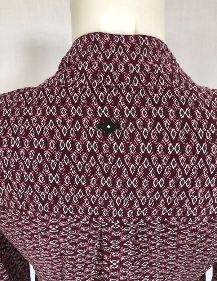 Blouse graphique violine à lavallière Bonobo XS / 34 36 comme neuve - photo numéro 9