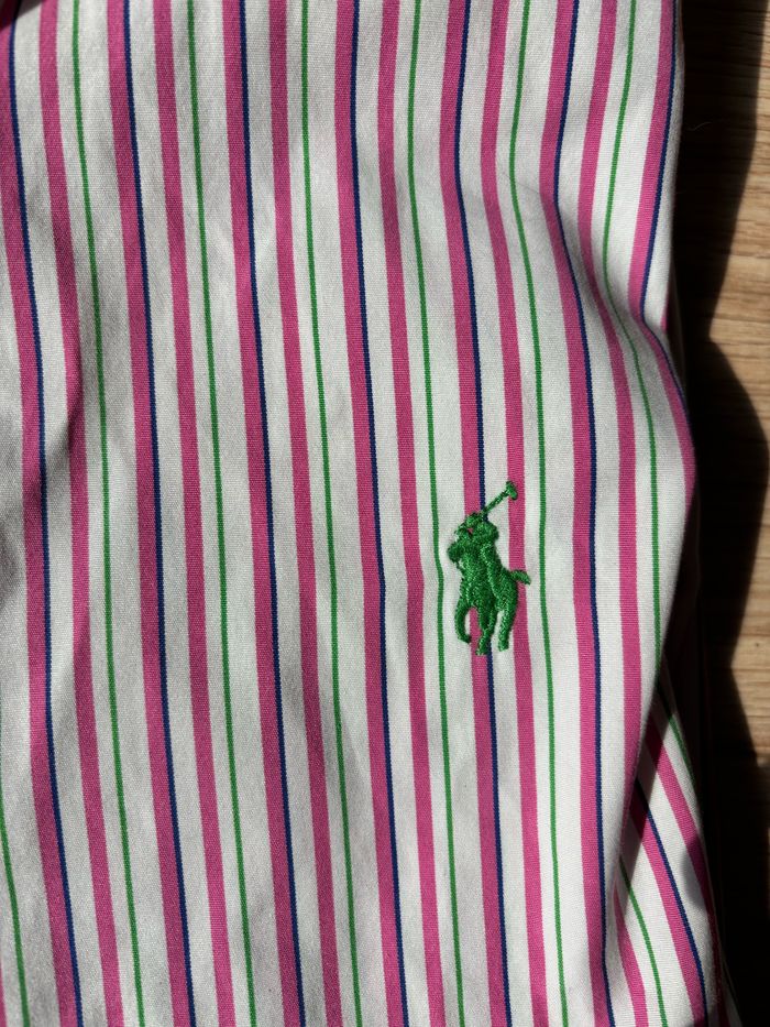 Chemise Ralph Lauren taille M blanche/verte/rose - photo numéro 3