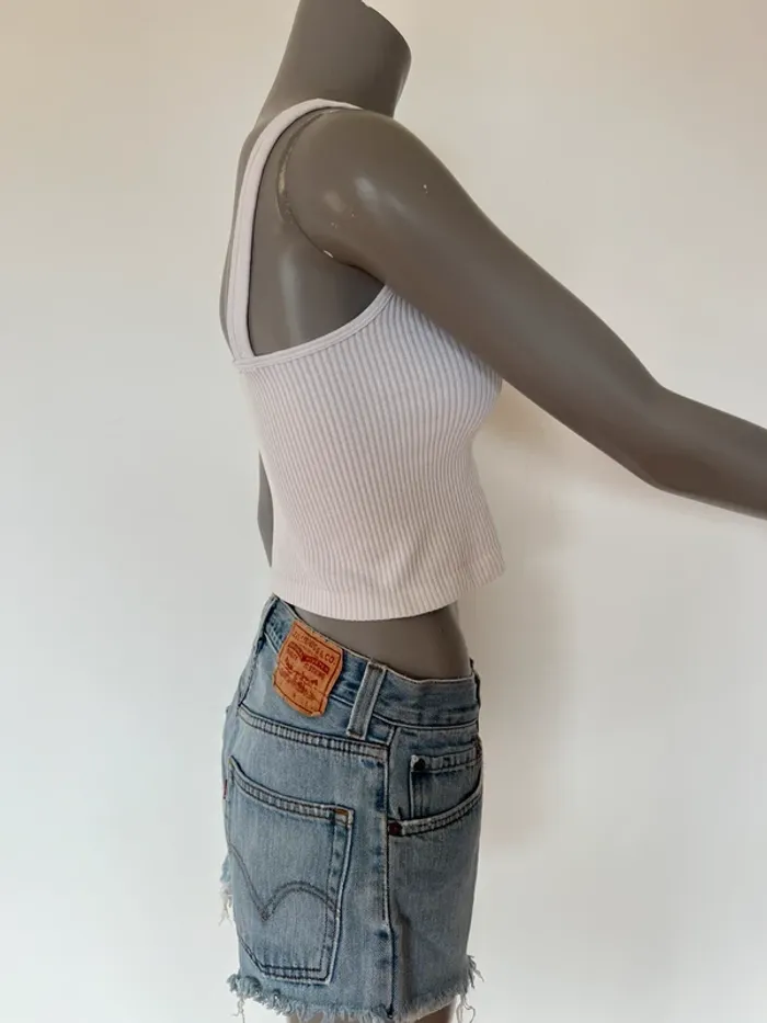 Débardeur crop top blanc Free People stretch – Taille XS/S - photo numéro 3
