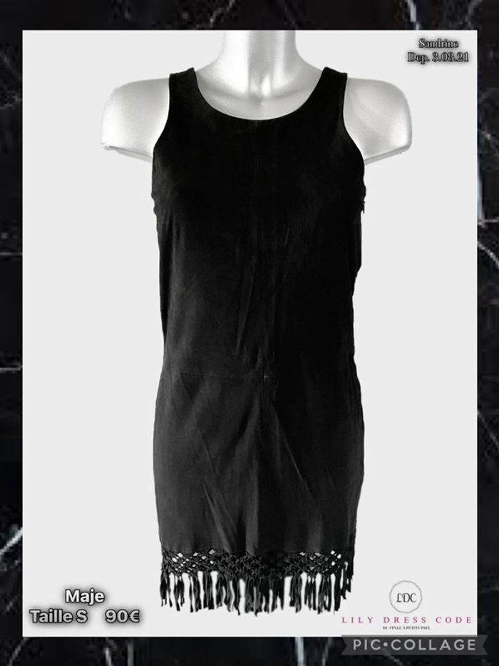 🖤 Robe noire en daim à franges Maje – Taille S  SOLDÉ -90% 🖤