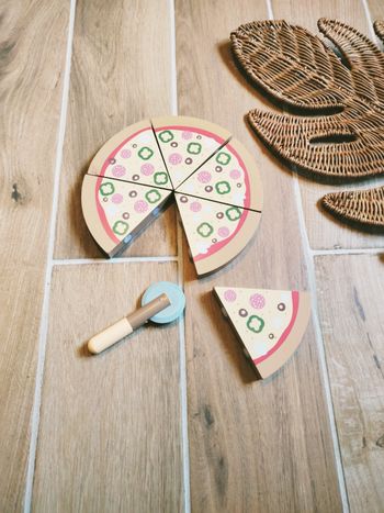 🍕Dinette parts de pizza à scratch en bois