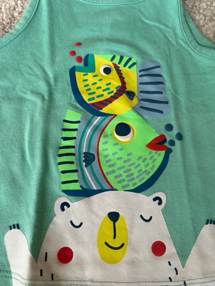 Lot unisexe été : 2 tee-shirts manches courtes - débardeur / marcel - 12 mois - photo numéro 3