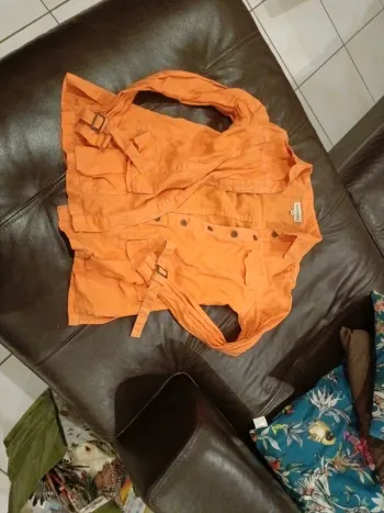 Veste chemise 100 pour cent lin orange 38 chose promise