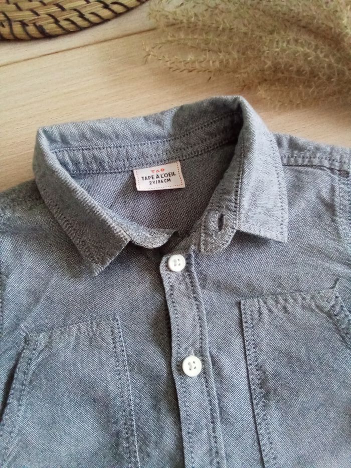Chemise tons gris bleu TAO taille 2 ans - photo numéro 4
