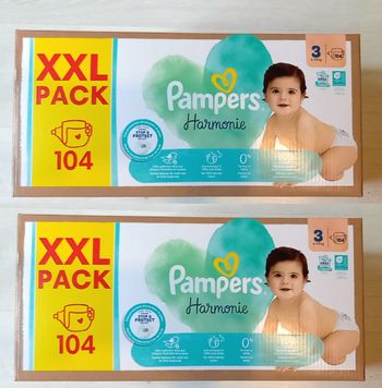 208 Couches Pampers Harmonie Taille 3 - (2 XXL Pack)