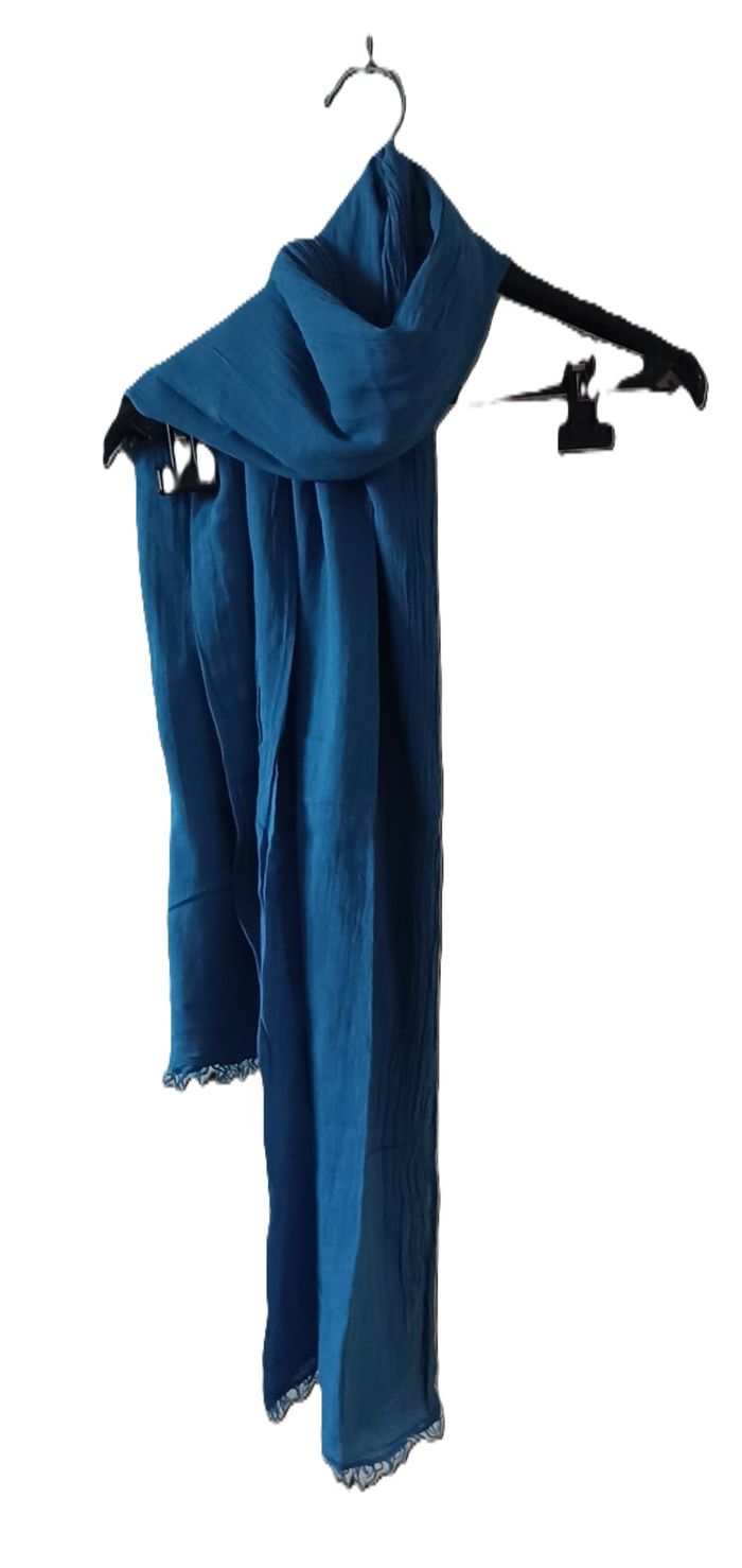 Foulard Écharpe Coton Bleu Canard - Doux & Léger - photo numéro 6