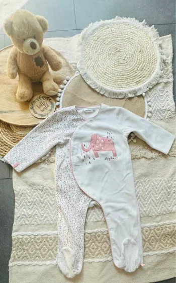Pyjama Noukie’s blanc éléphant 18M 86cm